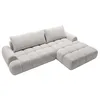 Image de Canapé dangle droit convertible en tissu chenille gris clair FARNETA