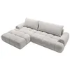 Image de Canapé dangle gauche convertible en tissu chenille gris clair FARNETA