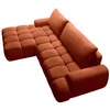 Image de Canapé dangle gauche convertible en tissu chenille terracotta FARNETA