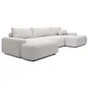 Image de Grand canapé dangle panoramique convertible en tissu texturé beige DAVISO