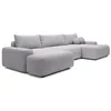 Image de Grand canapé dangle panoramique convertible en tissu texturé gris clair DAVISO