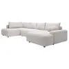 Image de Grand canapé dangle droit panoramique convertible en tissu texturé beige DAVISO