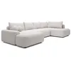Image de Grand canapé dangle gauche panoramique convertible en tissu texturé beige DAVISO