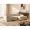 Image de Canapé d'angle droit avec assise coulissante électrique en tissu chenille beige VIKONO