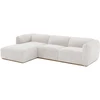 Image de Canapé d'angle gauche en tissu chenille beige et base en bois CANOBRU