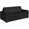 Image de Canapé 3 places convertible express en cuir de buffle noir - Couchage à lattes larges 140 cm - Matelas 18 cm CALITO