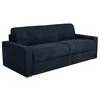 Image de Canapé 3 places convertible express en tissu bleu - Couchage 140 cm - Matelas 22 cm avec mémoire de forme CALITO