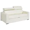 Image de Canapé 3 places convertible express en cuir de buffle blanc - Couchage à lattes larges 140 cm - Matelas 14 cm VIZIR
