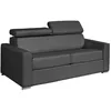 Image de Canapé 3 places convertible express en cuir de buffle gris - Couchage à lattes larges 140 cm - Matelas 14 cm VIZIR