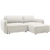 Image de Canapé d'angle droit convertible en tissu chenille blanc cassé PLUFATI