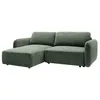 Image de Canapé dangle gauche convertible en tissu chenille vert sapin PLUFATI