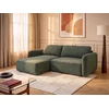 Image de Canapé d'angle gauche convertible en tissu chenille vert sapin PLUFATI