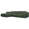 Image de Grand canapé dangle gauche convertible express en velours côtelé vert - Matelas 13 cm mémoire de forme POGNI
