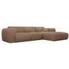 Image de Grand canapé dangle droit convertible express en velours côtelé taupe - Matelas 13 cm mémoire de forme POGNI