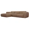 Image de Grand canapé dangle gauche convertible express en velours côtelé taupe - Matelas 13 cm mémoire de forme POGNI