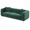 Image de Canapé 3 places chesterfield en velours vert EDWINA