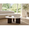 Image de Table basse en marbre et bois d'acacia - Blanc et Naturel foncé - KIYARA