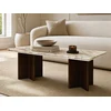 Image de Table basse en marbre et bois d'acacia - Beige et Naturel foncé - NEYALIA
