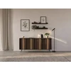 Image de Buffet 4 portes avec LEDs en MDF - Naturel foncé et Noir - KALSIYA