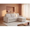 Image de Canapé d'angle convertible et réversible avec coffre en tissu texturé beige NALOCI