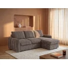 Image de Canapé d'angle convertible et réversible avec coffre en tissu texturé taupe NALOCI