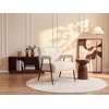 Image de Fauteuil en tissu texturé beige avec pieds effet bois MIROSIA