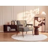 Image de Fauteuil en tissu texturé taupe avec pieds effet bois MIROSIA