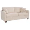 Image de Canapé 3 places convertible express en tissu beige - couchage 140 cm - matelas 14 cm - MASITIA