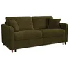 Image de Canapé 3 places convertible express en tissu vert kaki - couchage 140 cm - matelas 18 cm - MASITIA