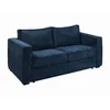 Image de Canapé 4 places convertible express électrique en velours côtelé bleu nuit - Couchage 160 cm - Matelas 18 cm LORETO