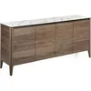 Image de Buffet 4 Portes Soft-closing Étagère Intérieure Verre Transparent Bois Revêtement Marbre Céramique