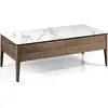 Image de Table Basse Bois Marbre Céramique 2 Tiroirs Système De Fermeture Souple