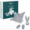 Image de Coffret Cadeau Naissance Lapinoo Bleu Avec Doudou, Chaussons Et Anneau De Dentition