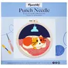 Image de FiguredArt Punch Needle Kit Complet - Chat dans son couffin - Parfait pour Débutant. Taille 20x20cm avec cadre circulaire