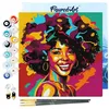 Image de FiguredArt Mini Peinture par Numéro Adulte 20x20cm avec cadre Femme Afro Pop Art - Petit Format Kit de Loisir Créatif