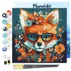 Image de FiguredArt Mini Peinture par Numéro Adulte 20x20cm avec cadre Renard Fantaisie et Fleurs - Petit Format Kit de Loisir Créatif