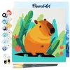 Image de FiguredArt Mini Peinture par Numéro Adulte 20x20cm avec cadre Capybara Tropical - Petit Format Kit de Loisir Créatif