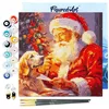 Image de FiguredArt Mini Peinture par Numéro Adulte 20x20cm avec cadre Père Noël et son Chien - Petit Format Kit de Loisir Créatif