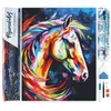 Image de Figured'Art Diamond Painting Broderie Diamant 40x50cm Toile Entière Roulée avec Strass Perles Carrés - Cheval Coloré Abstrait