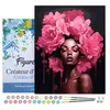 Image de Peinture par Numéro - FIGUREDART - Femme aux cheveux de pivoines - 40x50cm - Kit complet