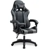 Image de Amstrad AMS-800-BLACK Fauteuil / Chaise de bureau Gamer coloris noir & gris- coussin lombaire & appuie tête