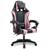 Image de Amstrad AMS-800-PINK Fauteuil / Chaise de bureau Gamer coloris noir & rose - coussin lombaire & appuie tête