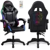 Image de Amstrad AMS-900-LED-SKULL - Fauteuil gaming noir et gris - Serigraphie Tête de mort - Eclairage LED 366 effets - Télécommande