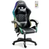Image de Amstrad ultimate-bk-led fauteuil - chaise de bureau gamer coloris noir & grise - eclairage led 366 effets - télécommande
