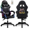 Image de Amstrad AMS-900-LED-TOP1 - Fauteuil gaming noir et gris - Serigraphie TRY HARD FOR TOP 1 - Eclairage LED 366 effets Télécommande
