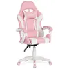 Image de Amstrad AMS-800-ROSY Fauteuil / Chaise de bureau Gamer rose & blanc - coussin lombaire & appuie tête