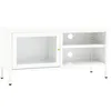 Image de Meuble Tv Blanc 90x30x44 Acier Et Verre