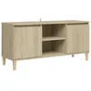 Image de Meuble Tv Avec Pieds En Bois Massif Chêne Sonoma 103,5x35x50