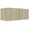 Image de Meuble tv suspendu 2 portes bois chêne clair oned 80 cm