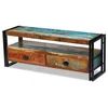 Image de Meuble Tv 2 Tiroirs Bois Massif Recyclé Multicolore Et Métal Noir Moust 120cm